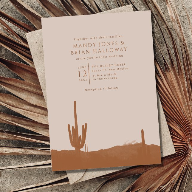 Southwestern Terracotta Desert Cactus Wedding Invitation (Creator Uploaded)