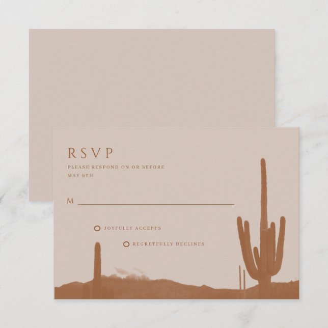 Southwestern Terracotta Desert Cactus Wedding RSVP Card (Front/Back)