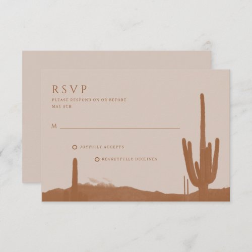 Southwestern Terracotta Desert Cactus Wedding RSVP Card