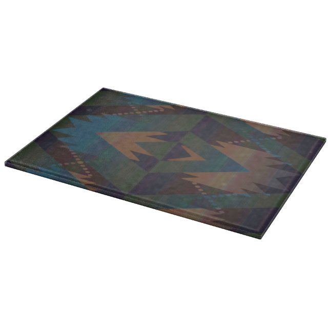 Southwestern Tribal Design Glass Cutting Board (Corner)