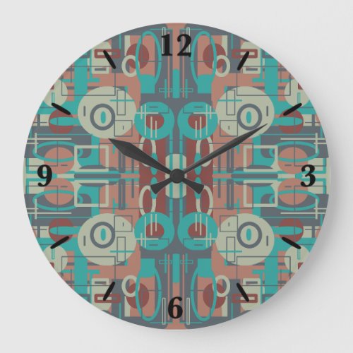 Southwestern Tribal Geometric Shapes Abstract Art Large Clock