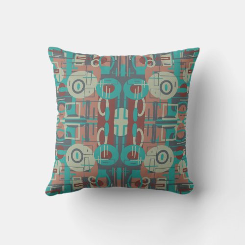 Southwestern Tribal Geometric Shapes Abstract Art Throw Pillow