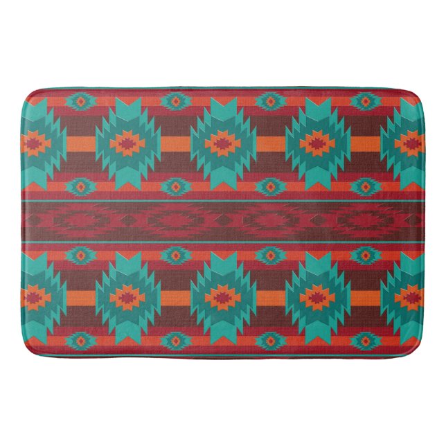 Southwestern tribal pattern bathroom mat (Front)
