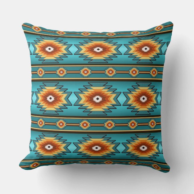 Southwestern tribal pattern throw pillow (Front)