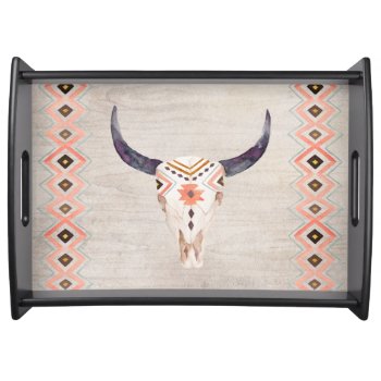 Southwestern Tribal Steer Skull Serving Tray by kitandkaboodle at Zazzle