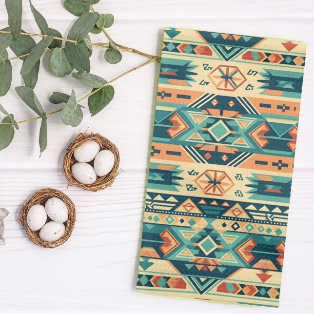 Southwestern Tribal Turquoise Kitchen Towel (Creator Uploaded)