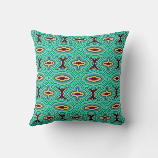 Southwestern Tropical Boho Chic Geode Pattern Art Throw Pillow (Back)