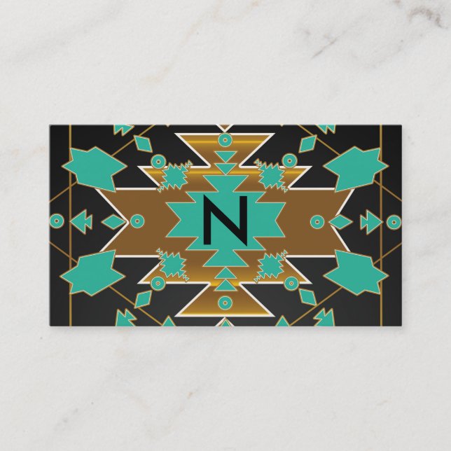 Southwestern Turquoise Color Block Business Card (Front)