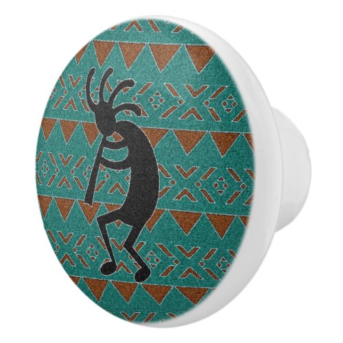 Southwestern Turquoise Kokopelli Ceramic Knob