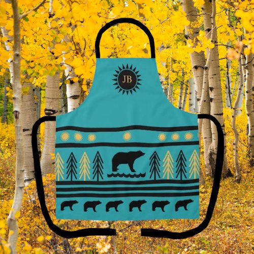 Southwestern Turquoise Navajo Black Bear Apron