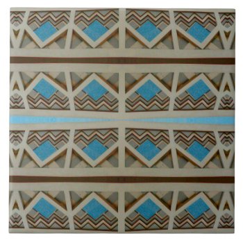 Southwestern Turquoise Pattern Ceramic Tile by ColorfulPatternGifts at Zazzle