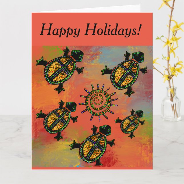 SOUTHWESTERN TURTLE ART     CARD (Yellow Flower)