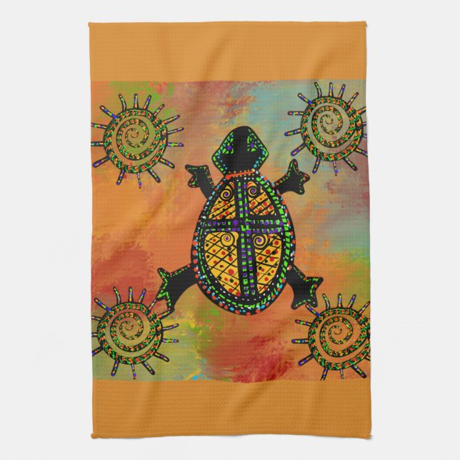SOUTHWESTERN TURTLE ART      KITCHEN TOWEL (Vertical)
