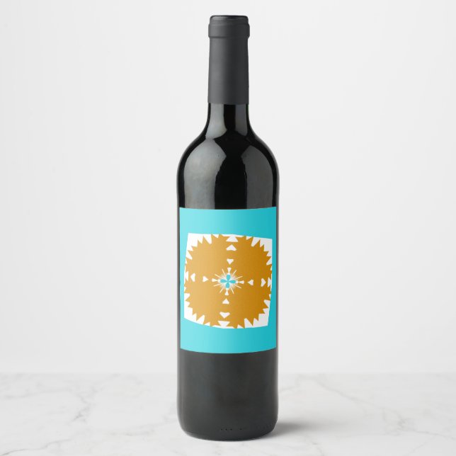 Southwestern Vibes Multi-Color Pattern Wine Label (Front)