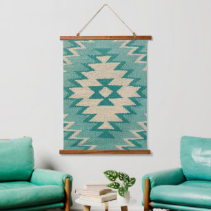 Southwestern Wall Art, Teal Hanging Tapestry