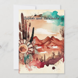 Southwestern Watercolor Christmas Season Holiday Card