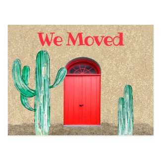 Southwestern We Moved Announcement Doors Cactus Postcard