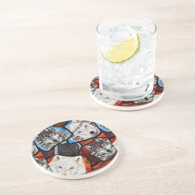 SOUTHWESTERN WOLF ART COASTER (Side)