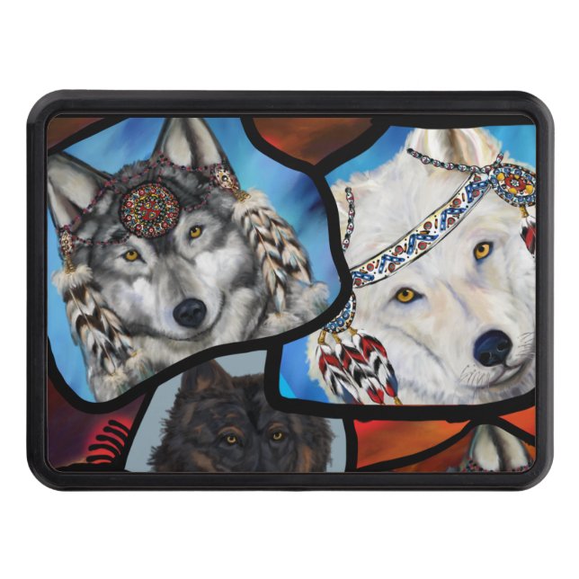 SOUTHWESTERN WOLF ART HITCH COVER (Front)