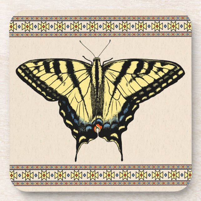 Southwestern Yellow Swallowtail Butterfly Beverage Coaster (Front)