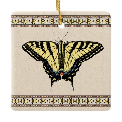 Southwestern Yellow Swallowtail Butterfly Ceramic Ornament