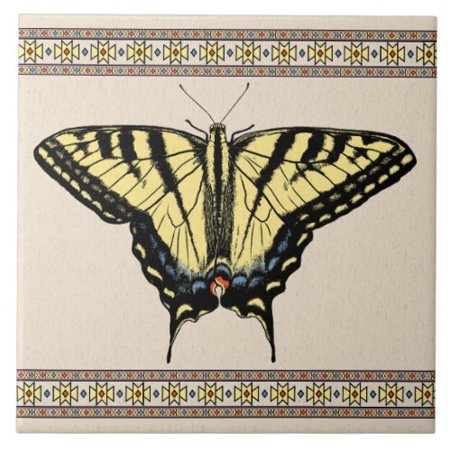 Southwestern Yellow Swallowtail Butterfly Ceramic Tile