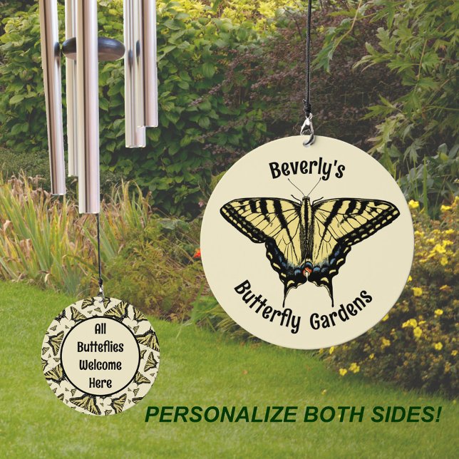 Southwestern Yellow Swallowtail Butterfly Custom Wind Chime (Personalized Yellow Butterfly Design Wind Chimes for Garden, Patio, Home Address, or Memorial 
)