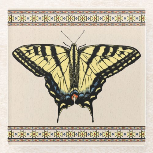 Southwestern Yellow Swallowtail Butterfly Glass Coaster