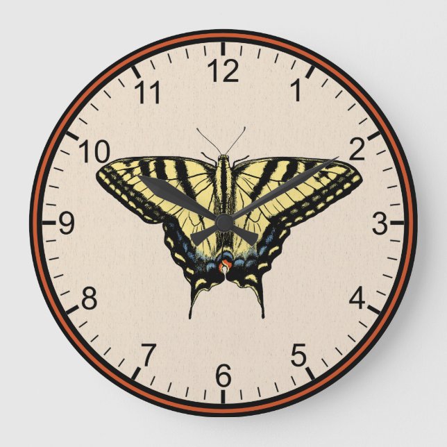 Southwestern Yellow Swallowtail Butterfly Large Clock (Front)