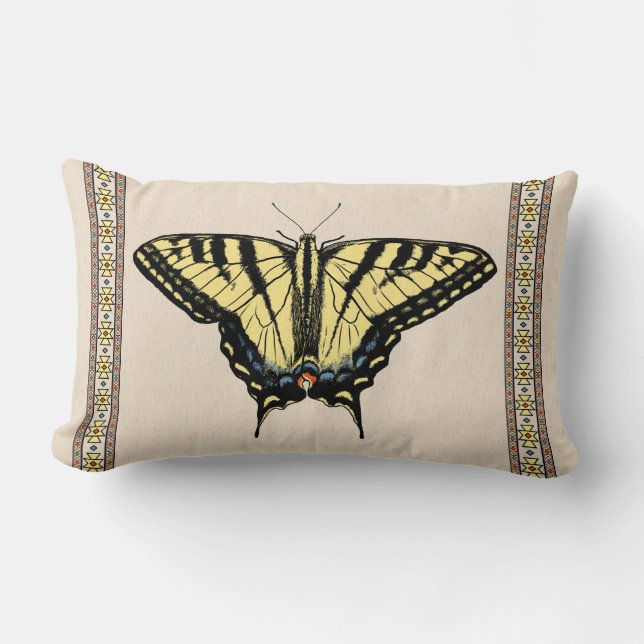 Southwestern Yellow Swallowtail Butterfly Lumbar Pillow (Front)