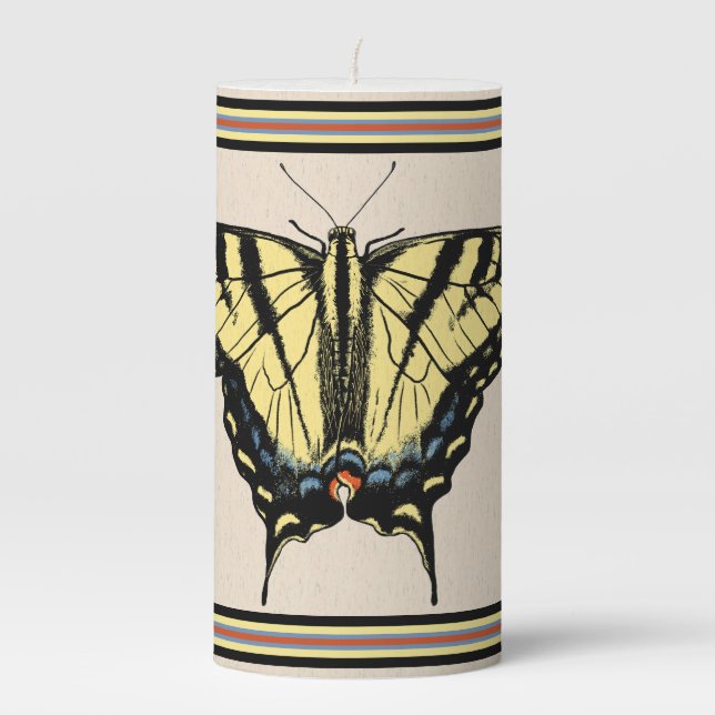 Southwestern Yellow Swallowtail Butterfly Medium Pillar Candle (Front)