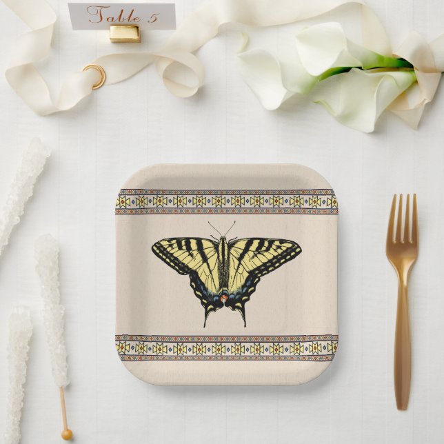 Southwestern Yellow Swallowtail Butterfly Paper Plates (Wedding)