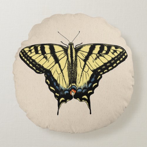 Southwestern Yellow Swallowtail Butterfly   Round Pillow