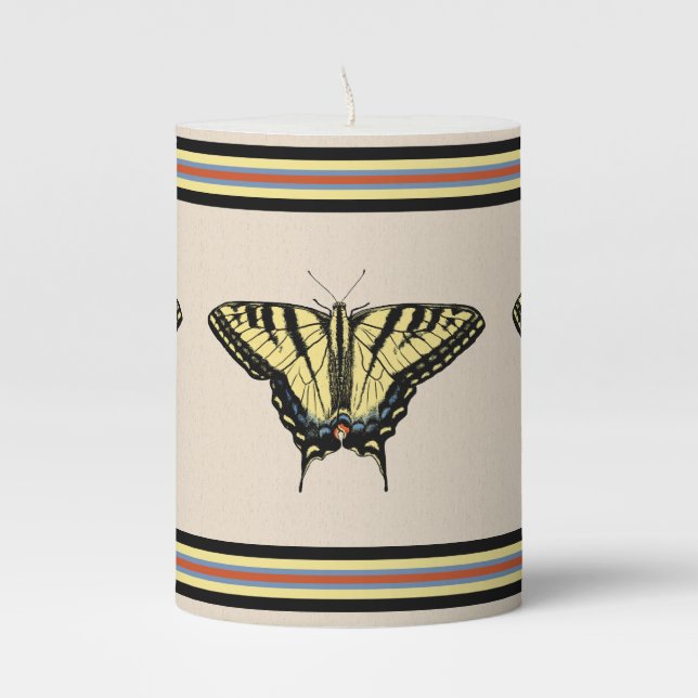 Southwestern Yellow Swallowtail Butterfly Small Pillar Candle (Front)