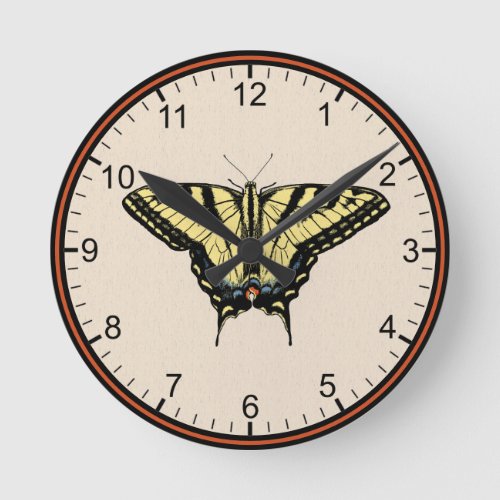 Southwestern Yellow Swallowtail Butterfly Small Round Clock