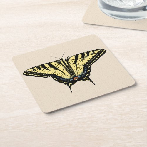 Southwestern Yellow Swallowtail Butterfly   Square Paper Coaster