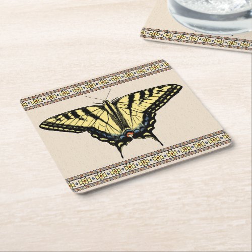 Southwestern Yellow Swallowtail Butterfly Square Paper Coaster