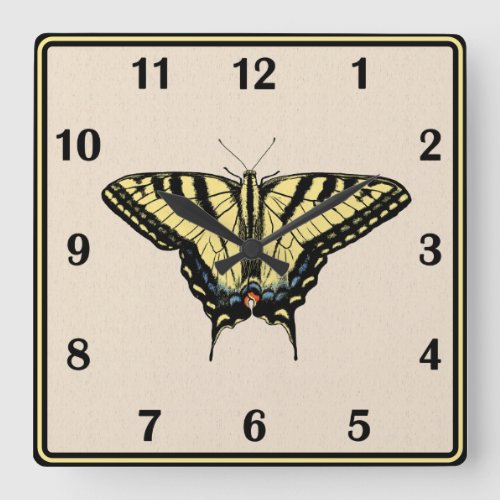 Southwestern Yellow Swallowtail Butterfly  Square Wall Clock