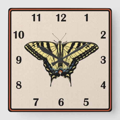 Southwestern Yellow Swallowtail Butterfly Square Wall Clock