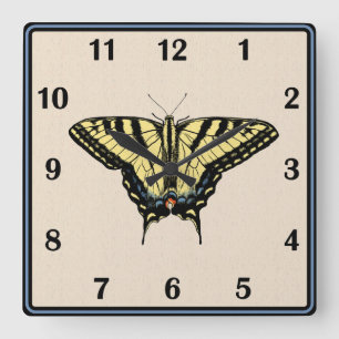Southwestern Yellow Swallowtail Butterfly Square Wall Clock
