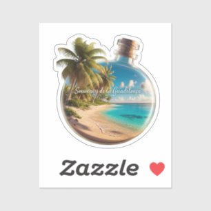 Souvenir Bottle Guadeloupe: Tropical Beach Sticker