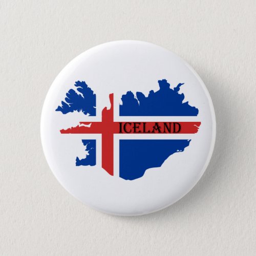 Souvenir button with Icelandic map and flag