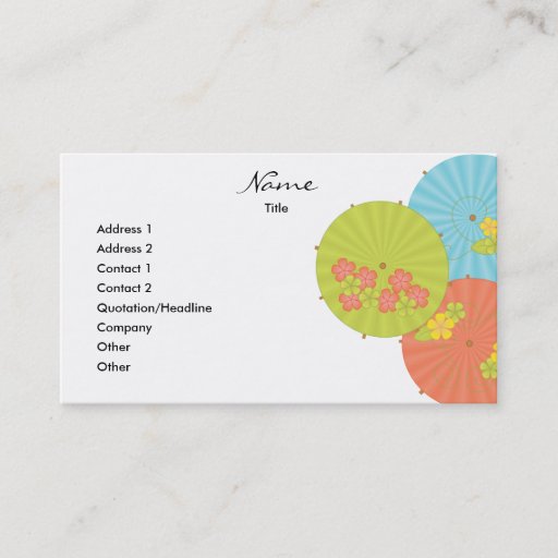 Customizable Souvenir Drink Umbrellas Business Card Templates