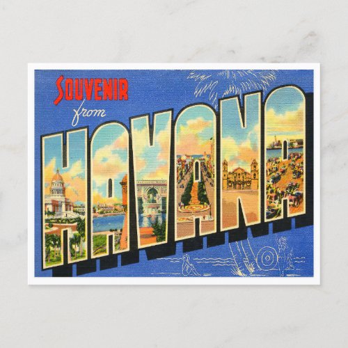 Souvenir from Havana vintage travel postcard