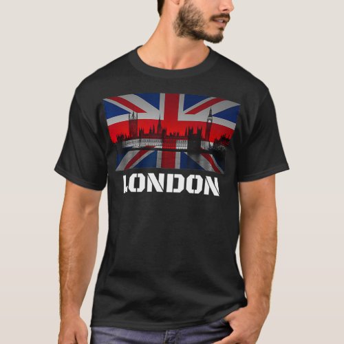 Souvenir London  City Vintage UK Flag British T_Shirt