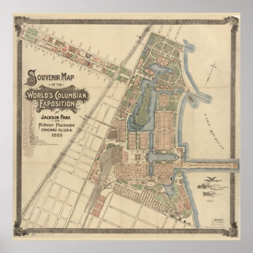 Souvenir map of the Worlds Columbian Exposition a Poster