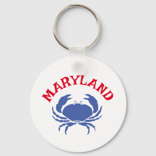 Souvenir Maryland Blue Crab Travel Red White Blue Keychain