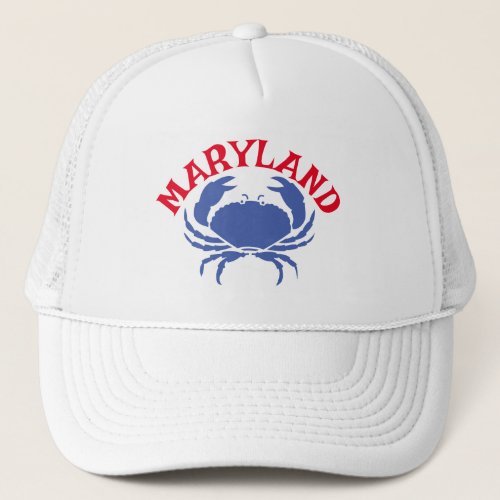 Souvenir Maryland Blue Crab Travel Red White Blue Trucker Hat