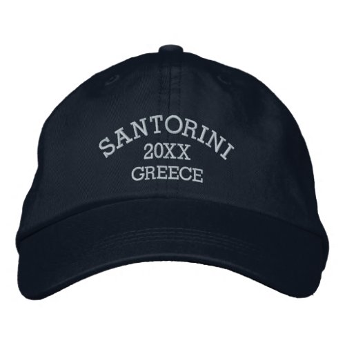 Souvenir of Santorini Greece Embroidered Baseball Cap