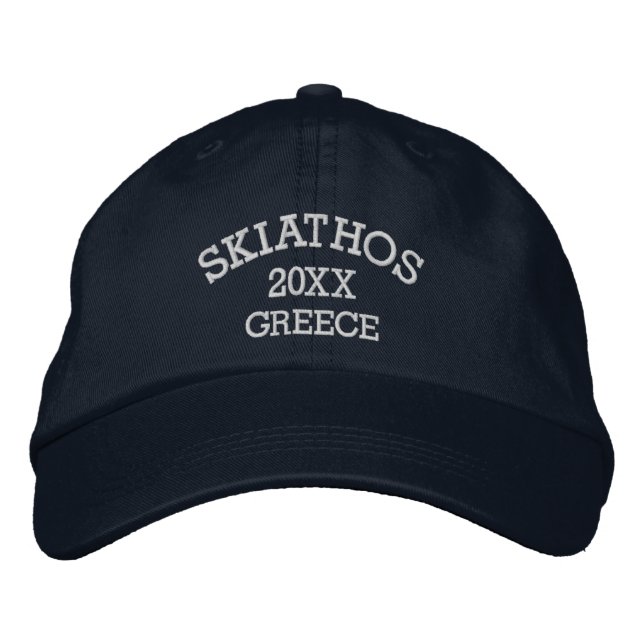 Souvenir of Skiathos Greece Embroidered Baseball Cap (Front)